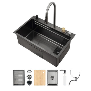 30 Inch Stainless Steel Kitchen Sink with Faucet and Cutting Board