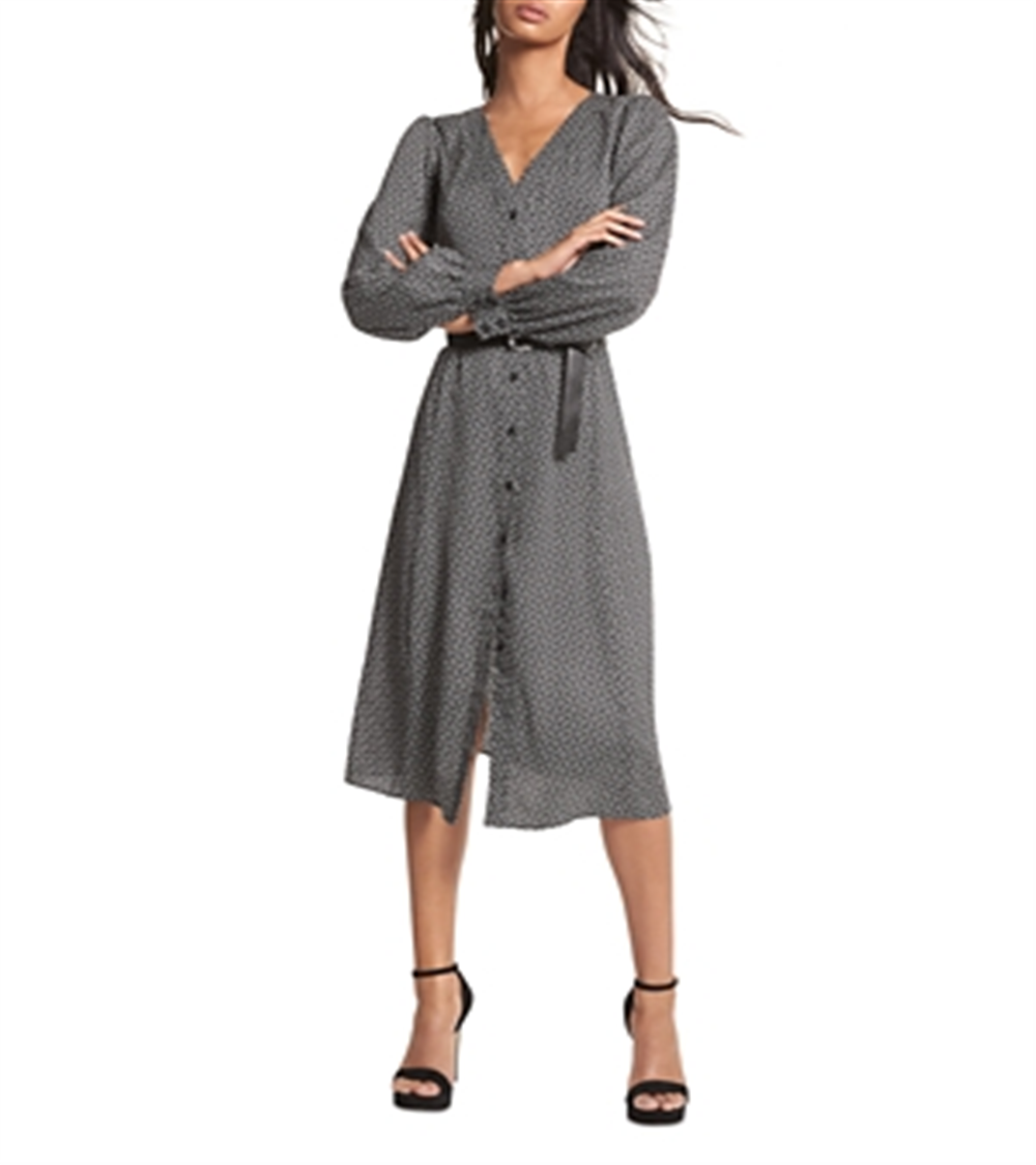 Vestido midi com cinto e logo Michael Michael Kors, branco, tamanho XXS