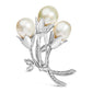 18K White Gold 2 1/5 Cttw Diamond and South Sea Pearl Floral Brooch Pin (G-H Color, VS1-VS2 Clarity)