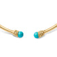 18K Yellow Gold Sculpted Collar Necklace with Turquoise Cabochon Ends