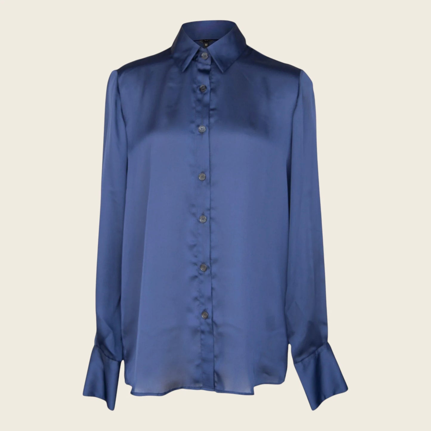 Blusa de seda feminina elegante em azul royal – Top de seda elegante