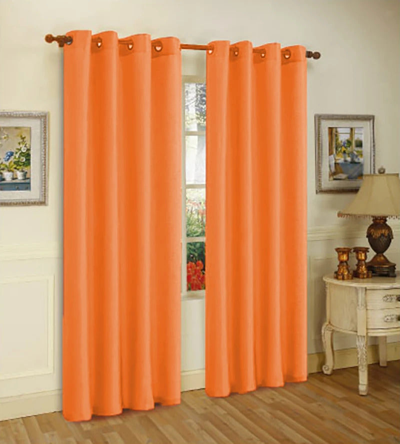 Cortina de janela de seda sintética com ilhós sólidos de 2 painéis J&amp;V TEXTILES com tratamento de 84" de comprimento