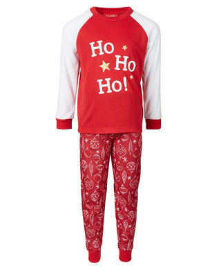 Conjunto de pijamas infantis combinando com estampa de enfeites, vermelho, tamanho 6-7