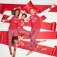 Conjunto de pijamas infantis combinando com estampa de enfeites, vermelho, tamanho 6-7