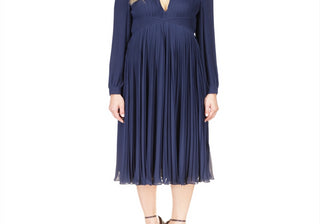 Vestido midi plissado Michael Michael Kors azul