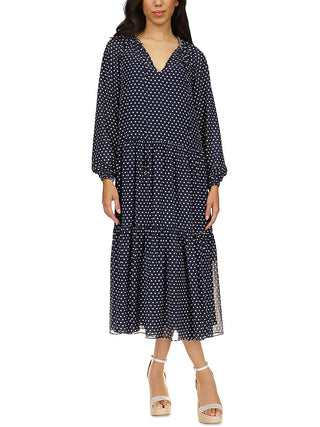 Vestido midi com estampa de bolinhas Michael Kors azul tamanho P