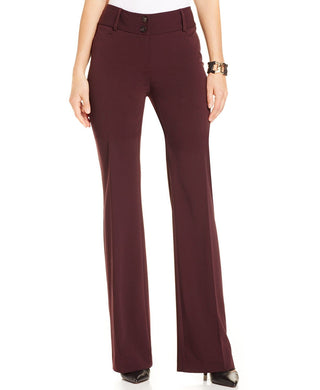 Calça feminina Alfani Curvy-Fit Slimming Bootcut, comprimento regular, curto e longo, vinho, tamanho 4