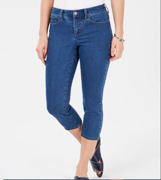 Calça jeans feminina Charter Club Tummy Control Bristol Capri, azul, tamanho 6