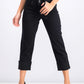Calça jeans capri feminina estilo &amp; co com punho alto, preta, tamanho 12