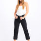 Calça jeans capri feminina estilo &amp; co com punho alto, preta, tamanho 12
