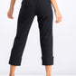 Calça jeans capri feminina estilo &amp; co com punho alto, preta, tamanho 12