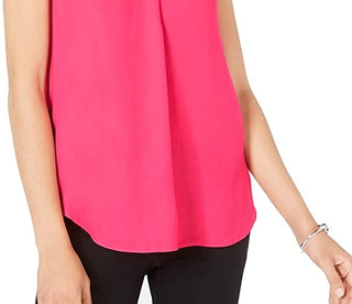 Top sem mangas Alfani feminino de cetim com decote em V rosa tamanho extra pequeno