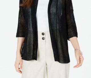 Cardigan quimono feminino Alfani com ponto aberto, preto, tamanho médio