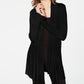 Cardigan drapeado de malha canelada feminino INC International Concepts, preto, tamanho pequeno