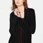 Cardigan drapeado de malha canelada feminino INC International Concepts, preto, tamanho pequeno
