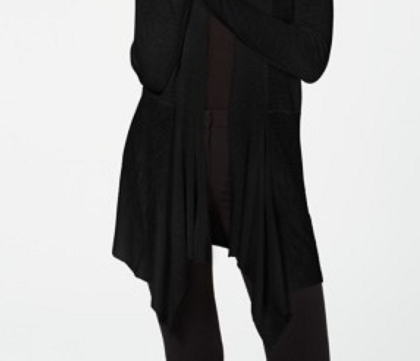 Cardigan drapeado de malha canelada feminino INC International Concepts, preto, tamanho pequeno