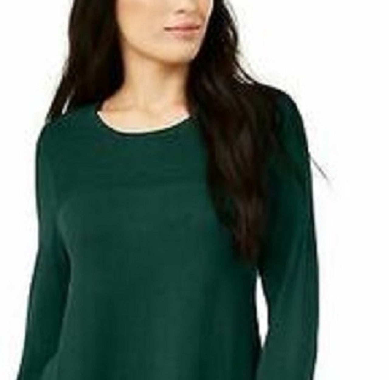 Alfani Suéter túnica de malha otomana feminino verde tamanho médio