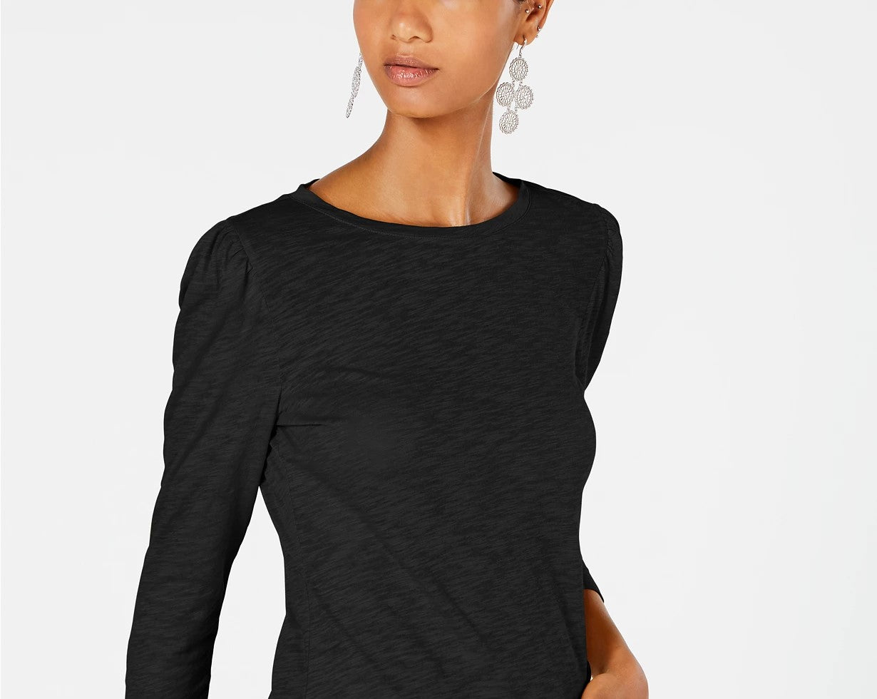 Blusa feminina com manga bufante INC International Concepts, azul marinho, tamanho pequeno