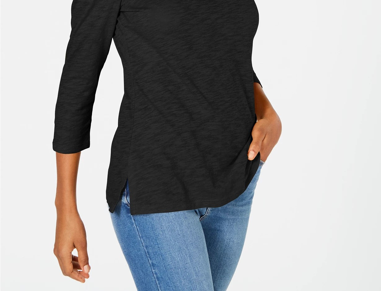 Blusa feminina com manga bufante INC International Concepts, azul marinho, tamanho pequeno