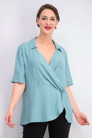 Blusa Alfani Feminina Gola Surplice Verde Tamanho P