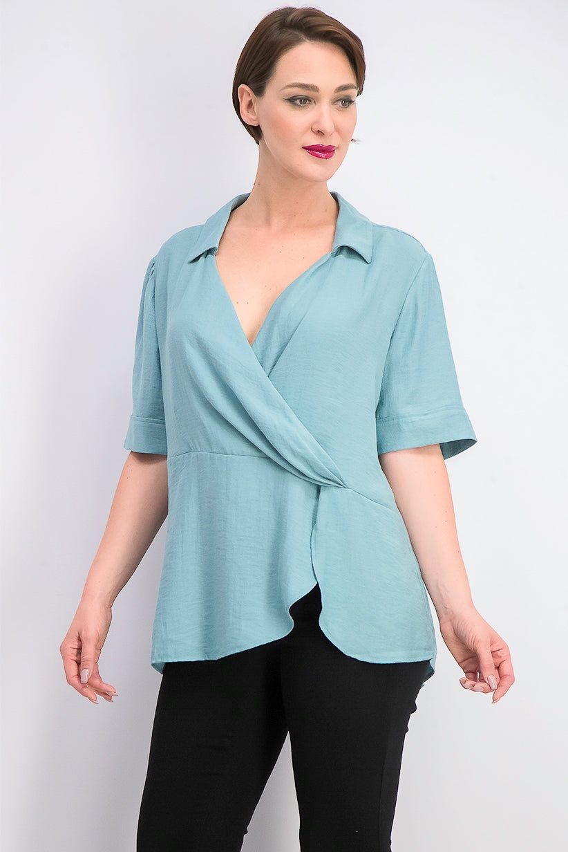 Blusa Alfani Feminina Gola Surplice Verde Tamanho P