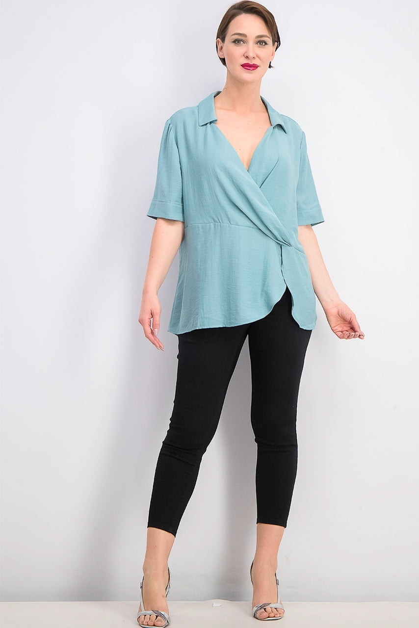 Blusa Alfani Feminina com Gola Surplice Verde Tamanho X-Grande