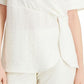 Blusa feminina Alfani com gola sobrepeliz, branca, tamanho pequeno