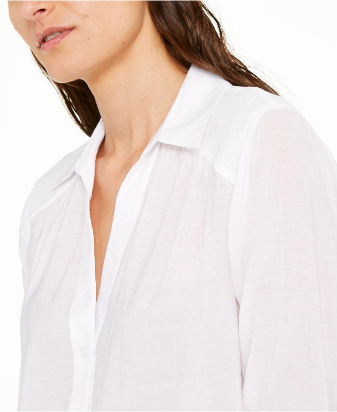 Túnica feminina sólida com botões, da INC International Concepts, branca, tamanho grande