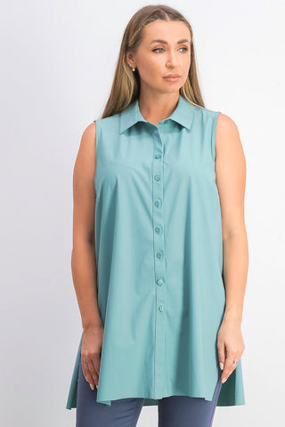 Túnica feminina Alfani sem mangas de malha com botões na frente, verde, tamanho grande