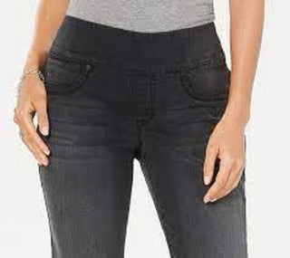 Calça jeans estilo boyfriend feminina, preta, tamanho extragrande