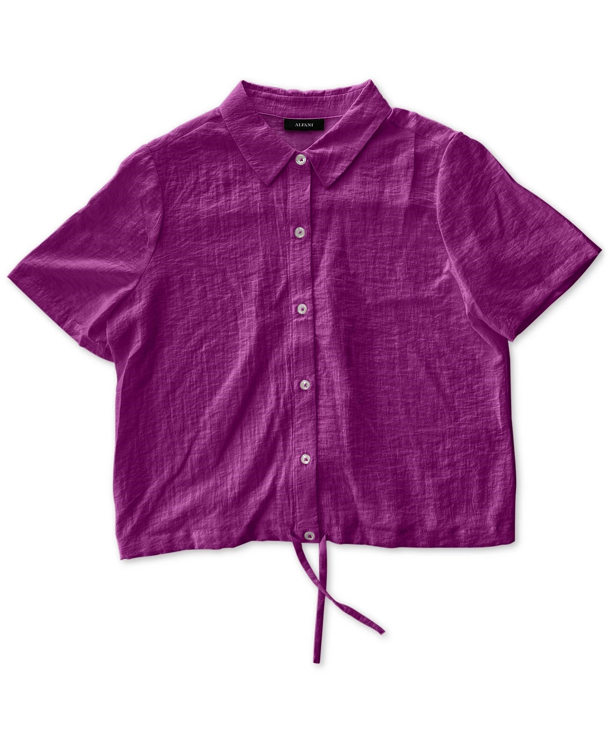 Camisa feminina Alfani com cordão na bainha, rosa, tamanho XXG