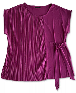 Blusa plissada com amarração lateral Alfani feminina, rosa, tamanho pequeno