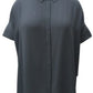Camisa feminina Alfani com pregas nas costas, preta, tamanho pequeno
