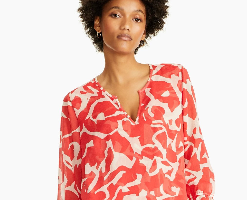 Blusa estampada feminina Alfani vinho tamanho grande