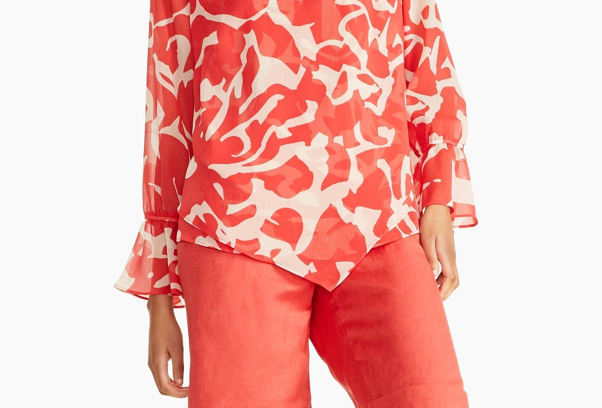 Blusa estampada feminina Alfani vinho tamanho grande