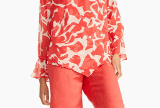 Blusa estampada feminina Alfani vinho tamanho grande