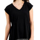 Blusa feminina Alfani com franzidos laterais, preta, tamanho médio