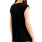 Blusa feminina Alfani com franzidos laterais, preta, tamanho médio