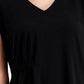 Blusa feminina Alfani com franzidos laterais, preta, tamanho médio