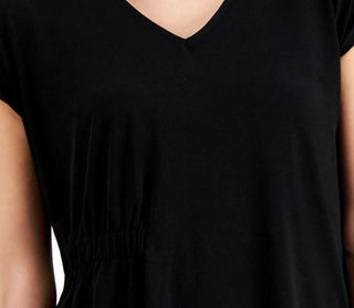 Blusa feminina Alfani com franzidos laterais, preta, tamanho médio