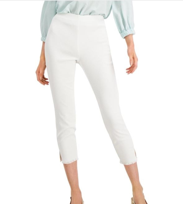Calça feminina Alfani com franjas e tornozelo, branca, tamanho 2