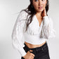 Blusa Cropped Jacquard Feminina Bar III Branca Tamanho XX-G