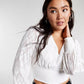 Blusa Cropped Jacquard Feminina Bar III Branca Tamanho XX-G