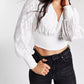 Blusa Cropped Jacquard Feminina Bar III Branca Tamanho XX-G