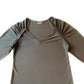 Blusa feminina Alfani com manga franzida, preta, tamanho grande