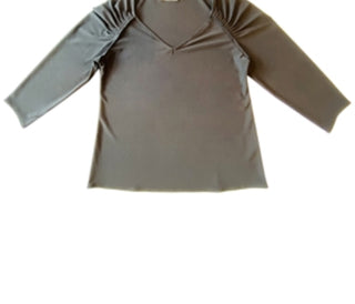 Blusa feminina Alfani com manga franzida, preta, tamanho grande