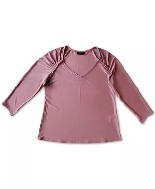 Blusa feminina Alfani com manga franzida, rosa, tamanho pequeno