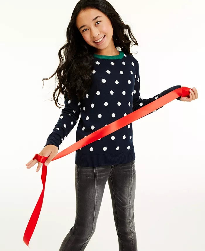 Suéter feminino Charter Club Big Girls Dot azul tamanho pequeno