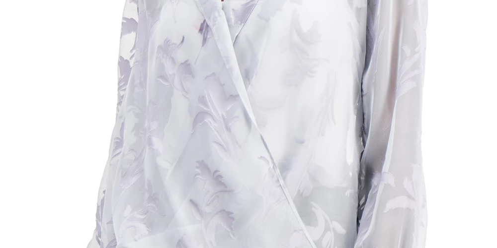 Blusa Alfani Feminina com Detalhe de Burnout e Envoltório Falso Cinza Tamanho Grande