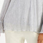 Blusa feminina Alfani com babados metálicos e gola alta, cinza, tamanho XX-G